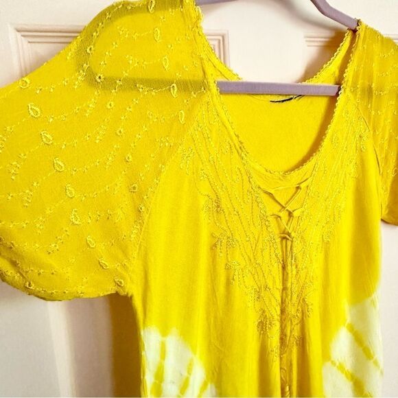 Yellow tie dye summer dress - Picture 2 of 7